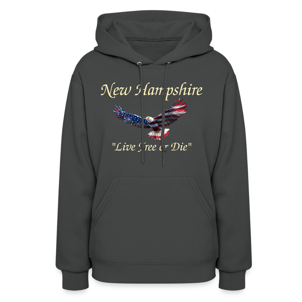 NH Live Free or Die Flying Eagle Women's Hoodie - asphalt