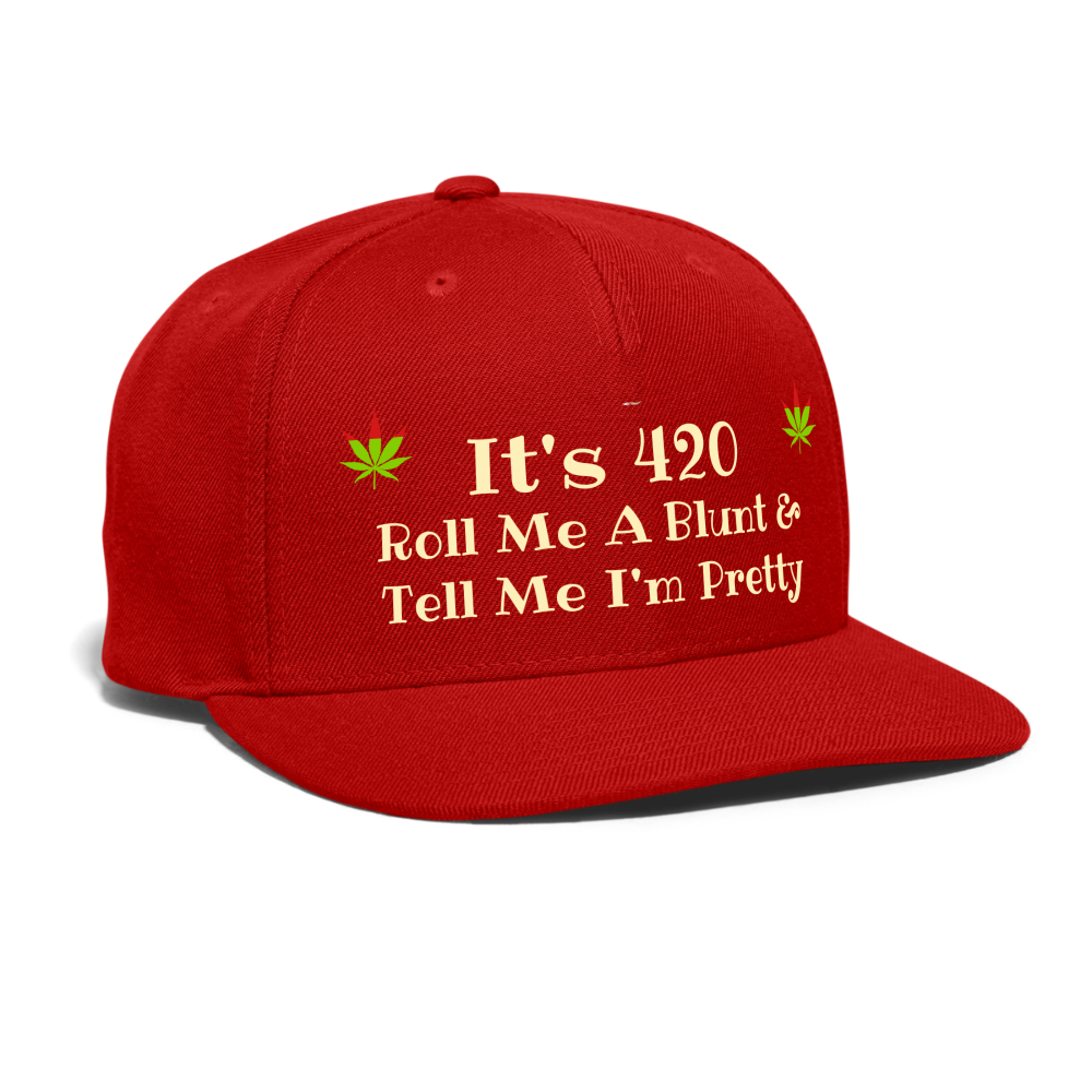 SIE CAPS "It's 420 Roll Me A Blunt" Authentic Snapback Baseball Cap - red