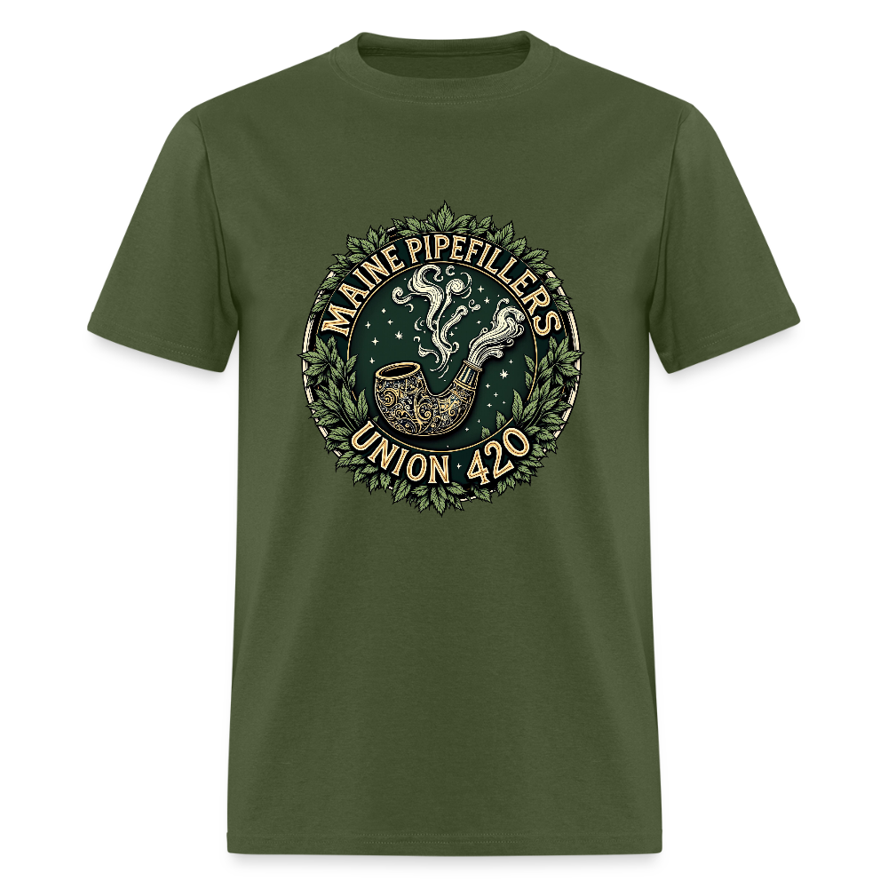 MAINE PIPEFILLERS UNION 420 TEE - military green