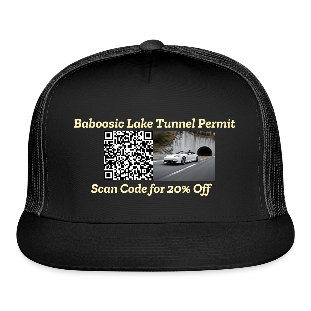 BABOOSIC LAKE TUNNEL PERMIT Trucker Hat - black/black