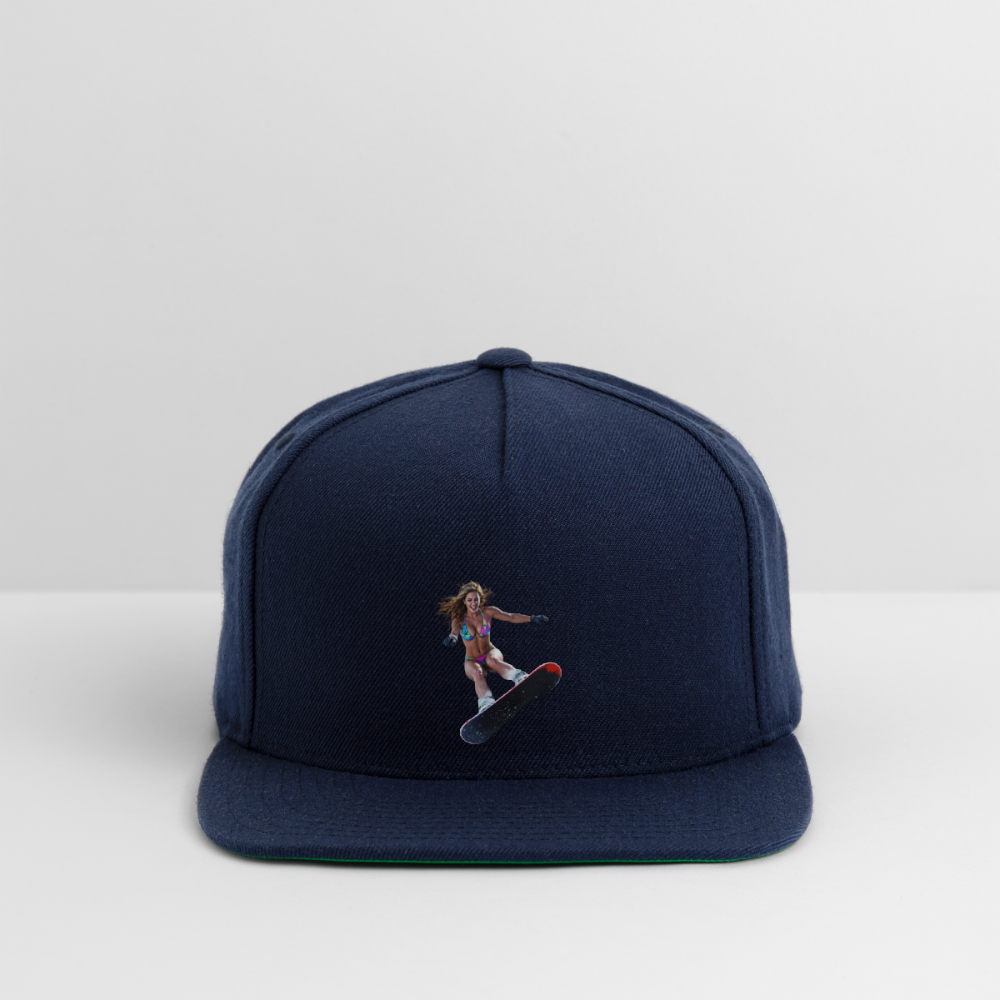 Snow Bunny Snapback Baseball Cap - navy