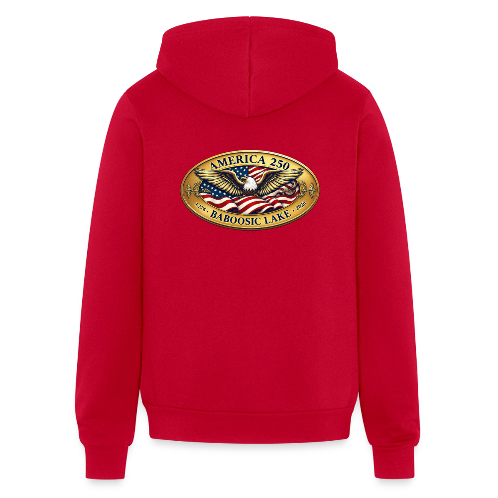 BABOOSIC LAKE AMERICA 250 FRONT/BACK EMBLEMS BELLA CANVAS Unisex Full Zip Hoodie - red