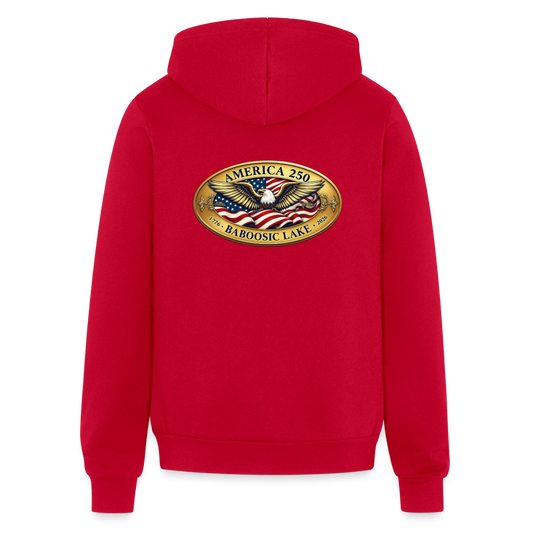 BABOOSIC LAKE AMERICA 250 FRONT/BACK EMBLEMS BELLA CANVAS Unisex Full Zip Hoodie - red