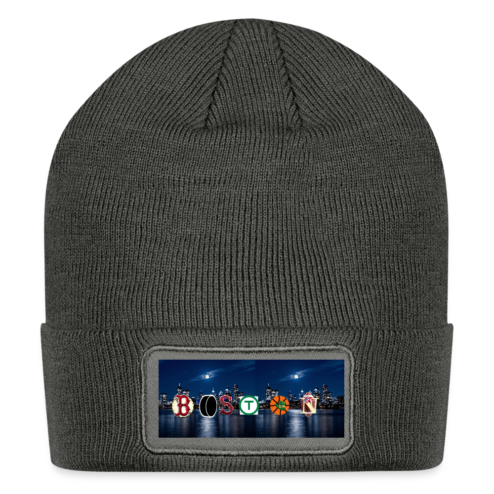 BOSTON SKYLINE AUTHENTIC Patch Beanie - charcoal grey