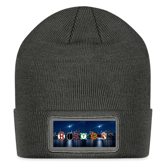 BOSTON SKYLINE AUTHENTIC Patch Beanie - charcoal grey
