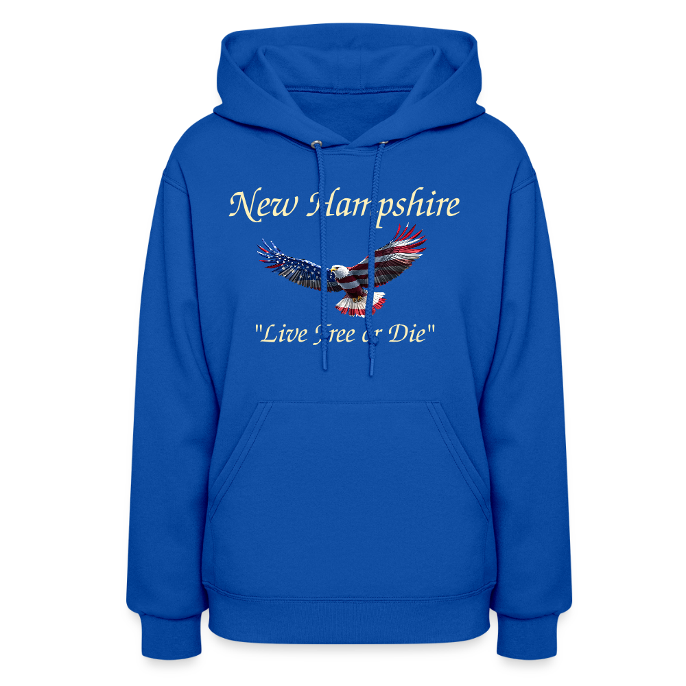 NH Live Free or Die Flying Eagle Women's Hoodie - royal blue