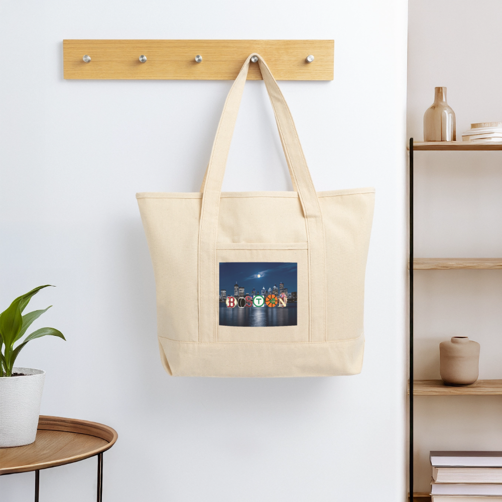 BOSTON SKYLINE AUTHENTIC Large Canvas Deluxe Tote - natural