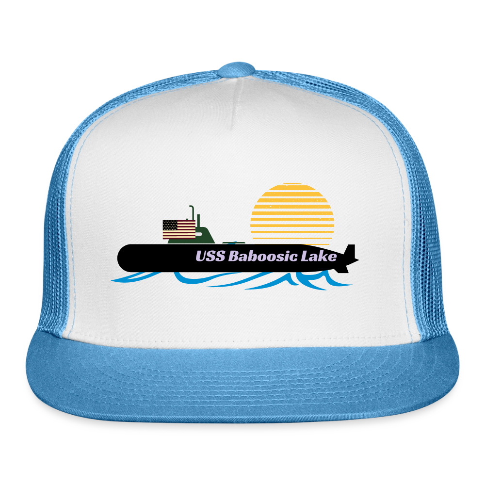 USS BABOOSIC LAKE Camo Trucker Cap - white/blue