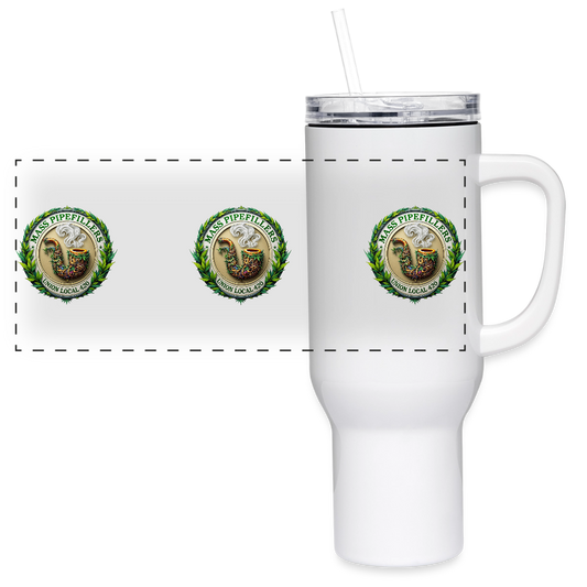 THE ORIGINAL MASS PIPEFILLERS UNION 420 40 oz Stainless Steel Travel Tumbler - white