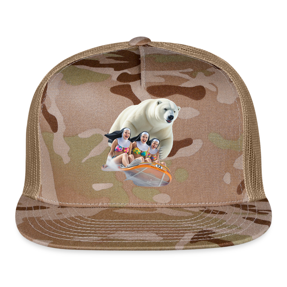 SKIBBIDI RIZZ SNOWBOARDIND NUN'S Trucker Hat - MultiCam\tan