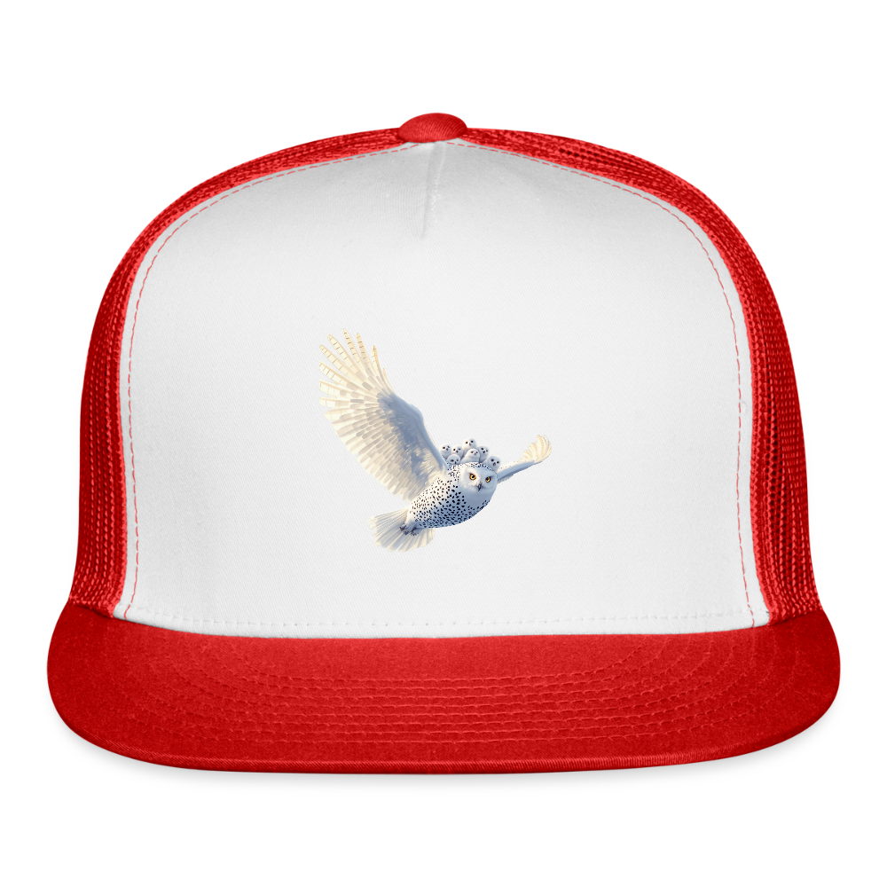 HOOTIE Camo Authentic Snapback Trucker Hat - white/red