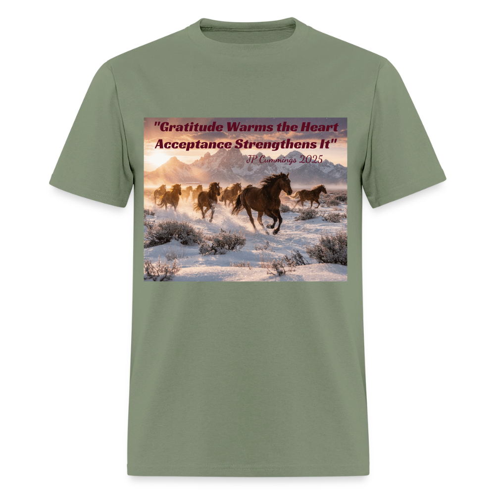 "GRATITUDE WARMS the HEART ACCEPTANCESTRENGHTENS It" JP Cummings 2025 - military green