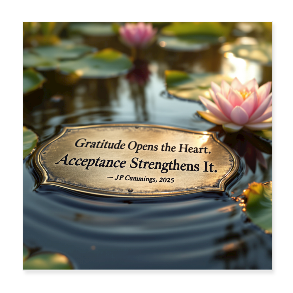 GRATITUDE ACCEPTANCE Poster 8x8 LILY PADS - white