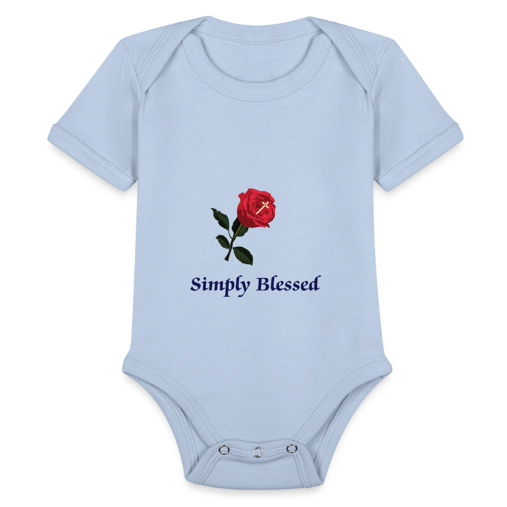 SIE CAPS SIMPLY LESSED Organic Short Sleeve Baby Bodysuit - sky