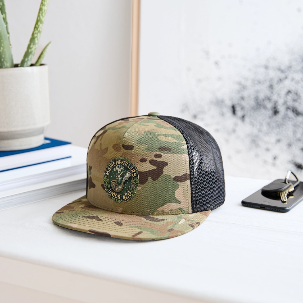MAINE PIPEFITTERS UNION 420 Camo Snapback Trucker Cap - MultiCam\black