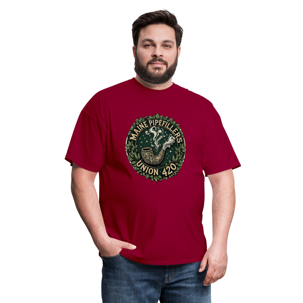 MAINE PIPEFILLERS UNION 420 TEE - dark red