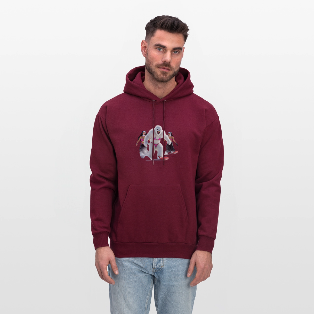 Bikini Abominable & Nuns Snowboarders Men's Hoodie - burgundy