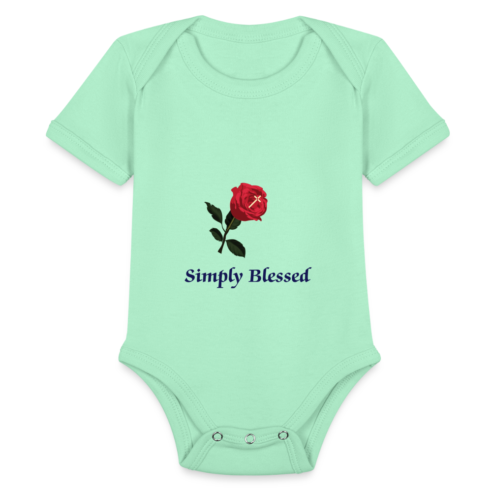 SIE CAPS SIMPLY LESSED Organic Short Sleeve Baby Bodysuit - light mint