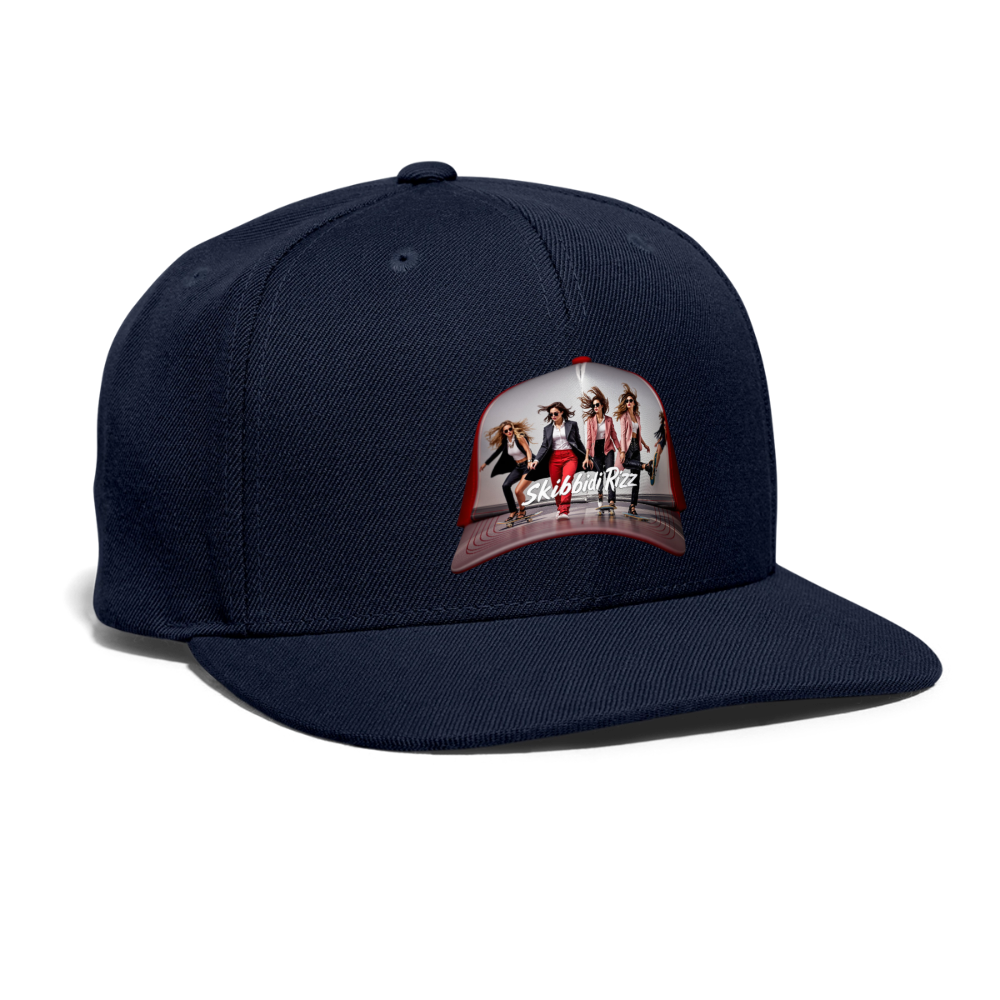 Skibbidi Rizz Authentic Snapback Baseball Cap - navy