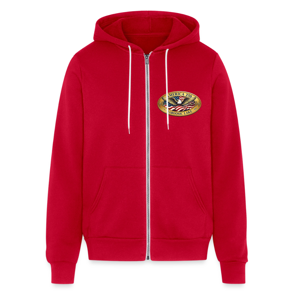 BABOOSIC LAKE AMERICA 250 FRONT/BACK EMBLEMS BELLA CANVAS Unisex Full Zip Hoodie - red