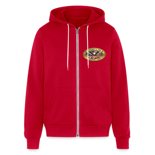 BABOOSIC LAKE AMERICA 250 FRONT/BACK EMBLEMS BELLA CANVAS Unisex Full Zip Hoodie - red