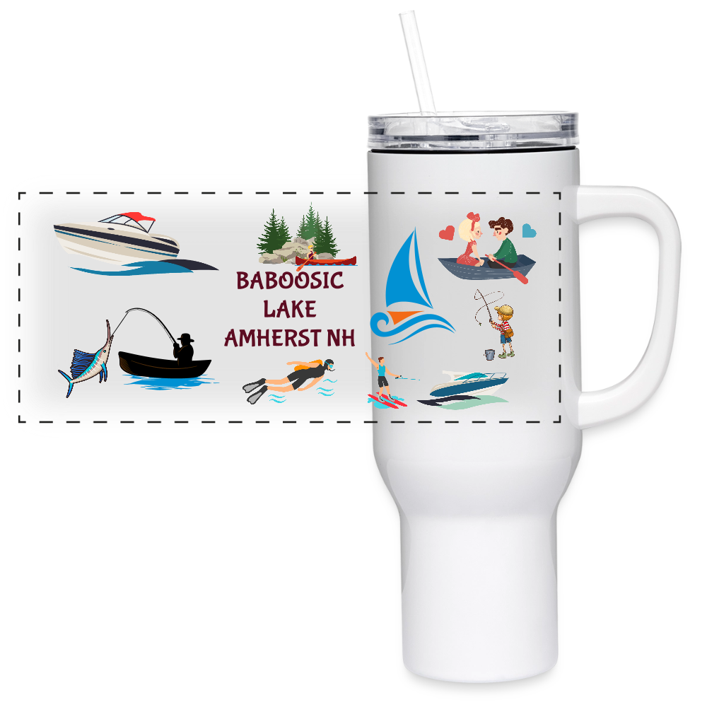 BABOOSIC LAKE 40 oz Stainless Steel Travel Tumbler - white