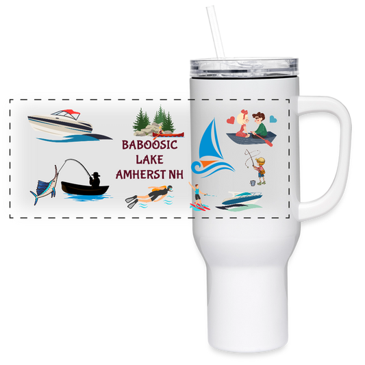 BABOOSIC LAKE 40 oz Stainless Steel Travel Tumbler - white