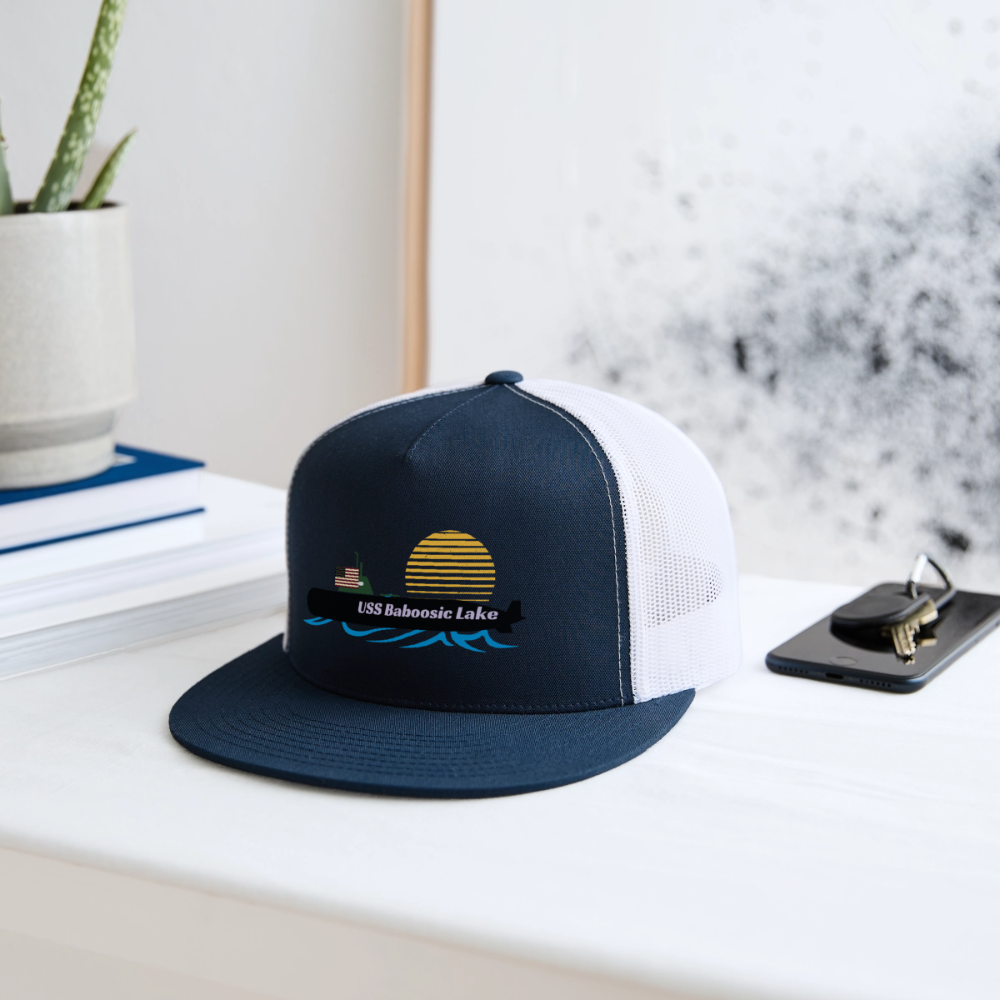 USS BABOOSIC LAKE Camo Trucker Cap - navy/white