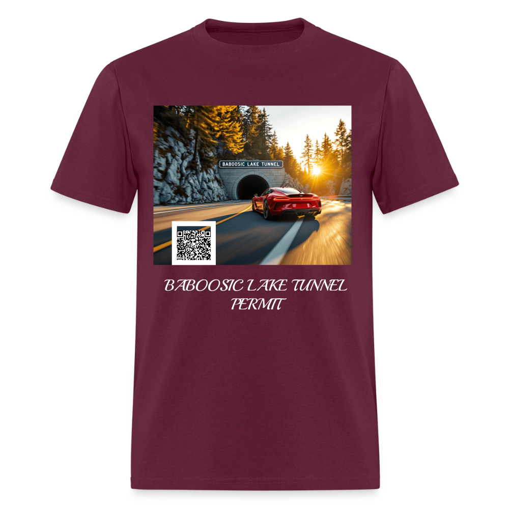BABOOSIC LAKE TUNNEL PERMIT TEE - burgundy