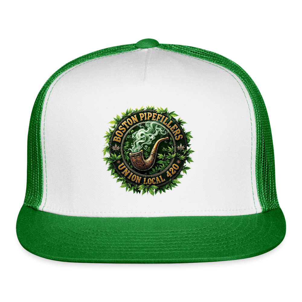 BOSTON PIPEFILLERS Trucker Hat - white/kelly green