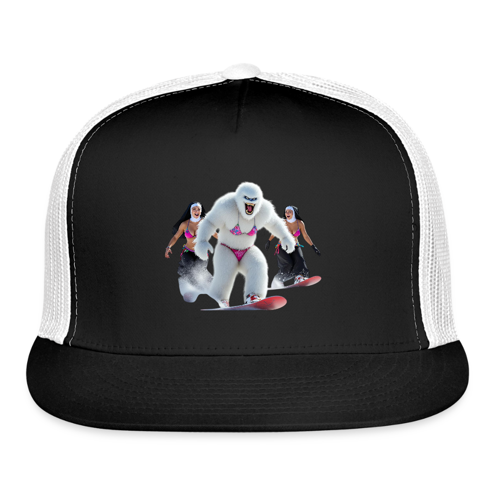 Abominable & Nuns Snowboarders Trucker Hat - black/white