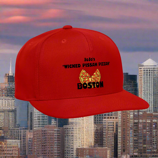 JoJo's "WICKED PISSAH PIZZAH BOSTON" Original Snapback Baseball Cap - red