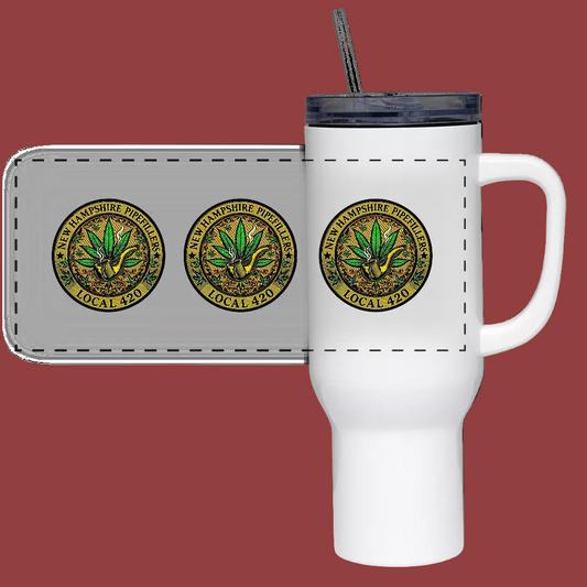 New Hampshire Pipefillers Local 420 40 oz Travel Tumbler - white