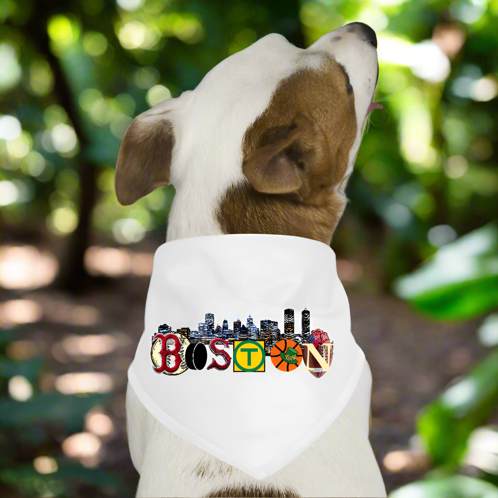 THE ORIGINAL BOSTON SKYLINE AUTHENTIC Dog Bandana - white