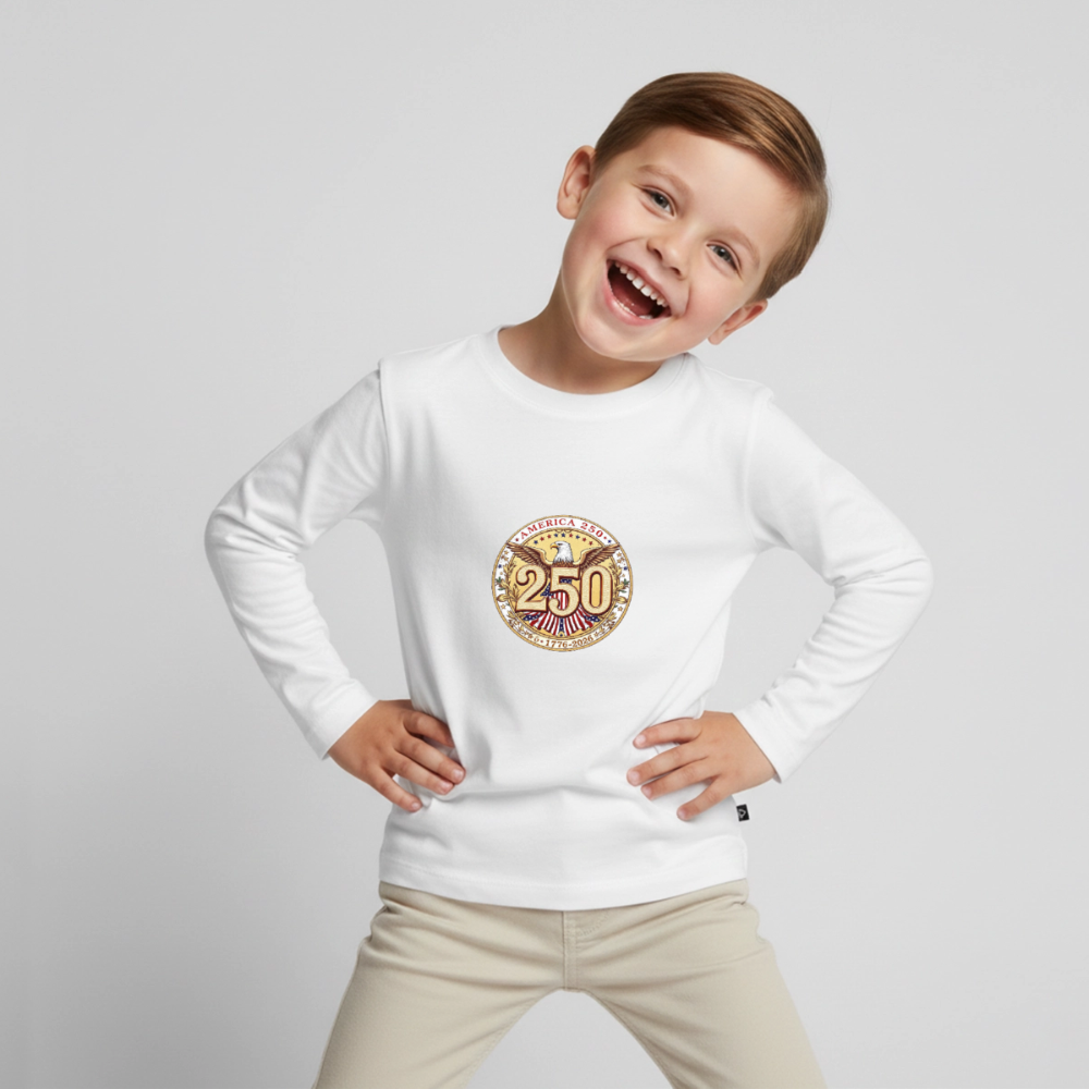 AMERICA 250 Toddler Premium Organic Long Sleeve Shirt - white