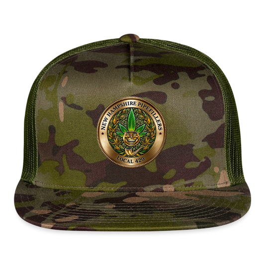 New Hampshire Pipefillers Local 420 Camo Trucker Hat - MultiCam\green