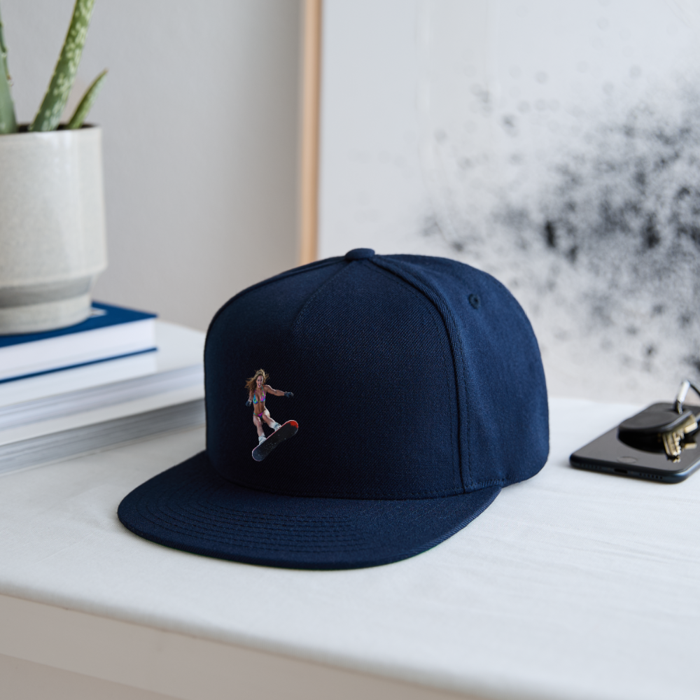 Snow Bunny Snapback Baseball Cap - navy