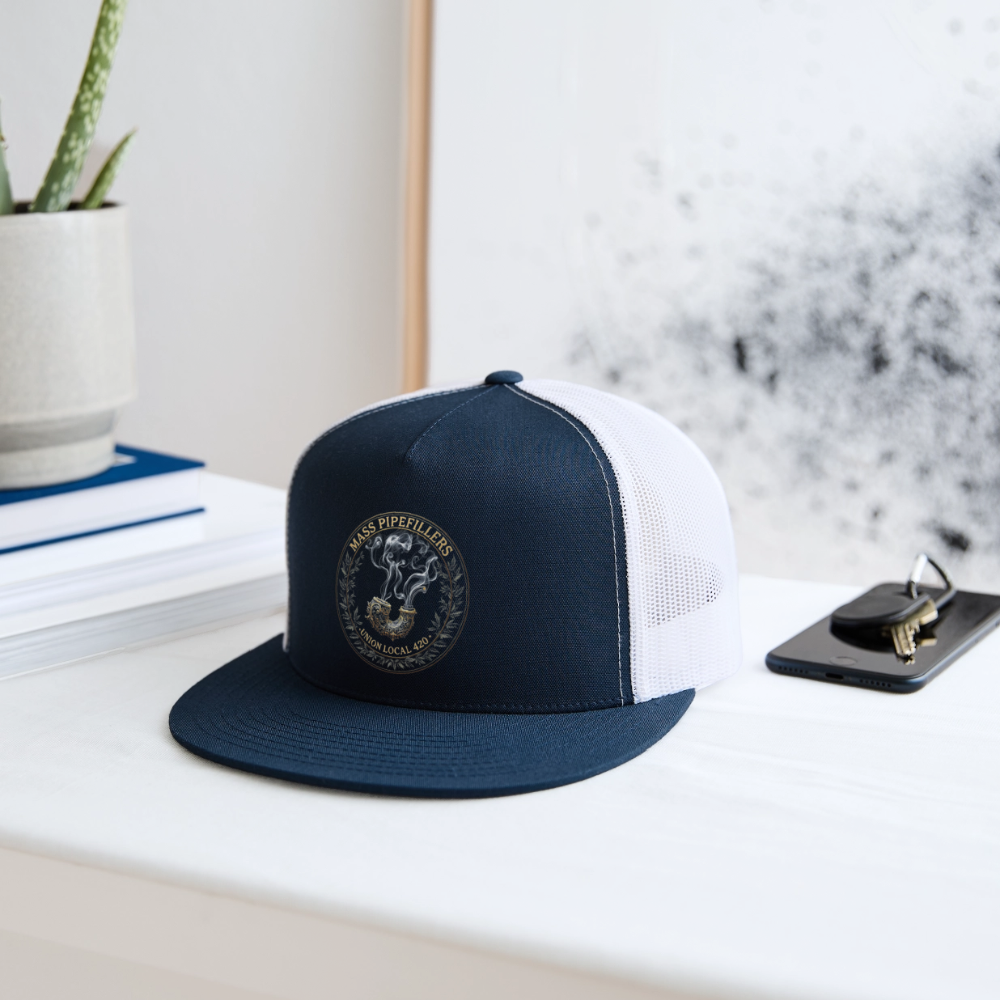 THE ORIGINAL MASS PIPEFILLERS UNION 420 Trucker Hat - navy/white