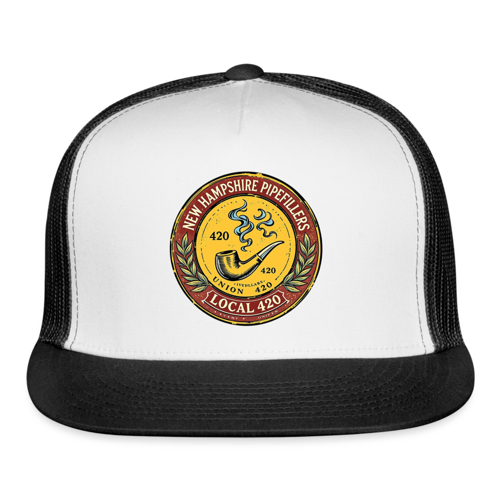 NEW HAMPSHIRE PIPEFILLERS UNION LOCAL 420 Camo Trucker Hat - white/black
