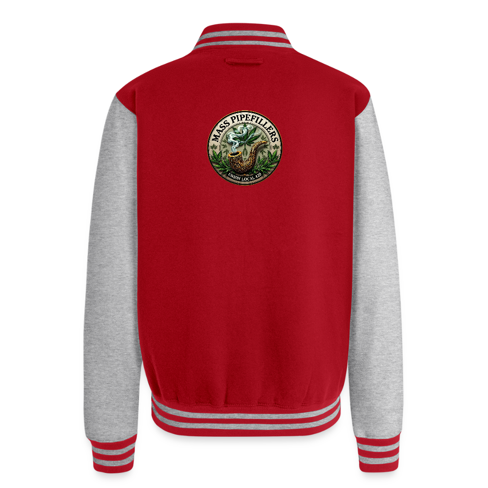 THE ORIGINAL MASS PIPEFILLERS UNION LOCAL 420 Just Hoods Heavyweight Letterman Jacket - red/heather grey