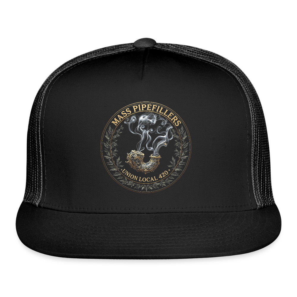 THE ORIGINAL MASS PIPEFILLERS UNION 420 Trucker Hat - black/black