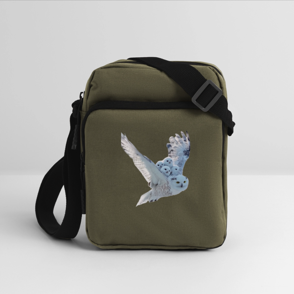 Snow Owls Upright Crossbody Bag - olive