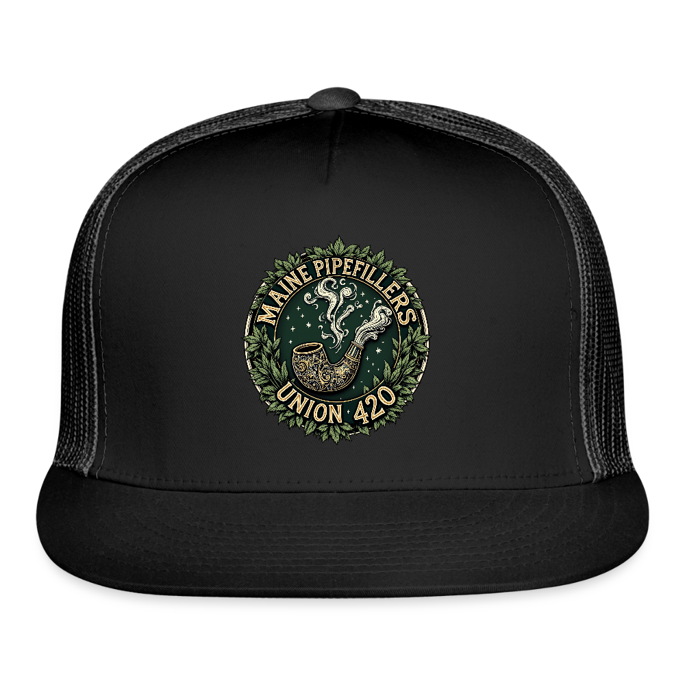 MAINE PIPEFITTERS UNION 420 Camo Snapback Trucker Cap - black/black