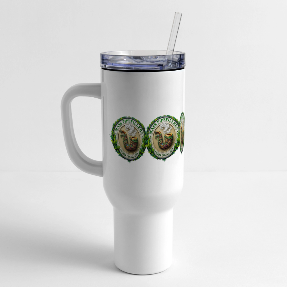 THE ORIGINAL MASS PIPEFILLERS UNION 420 40 oz Stainless Steel Travel Tumbler - white