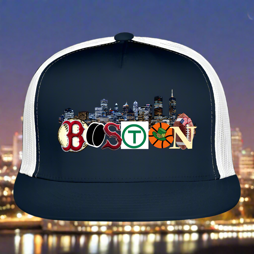 BOSTON SKYLINE AUTHENTIC Trucker Hat - navy/white