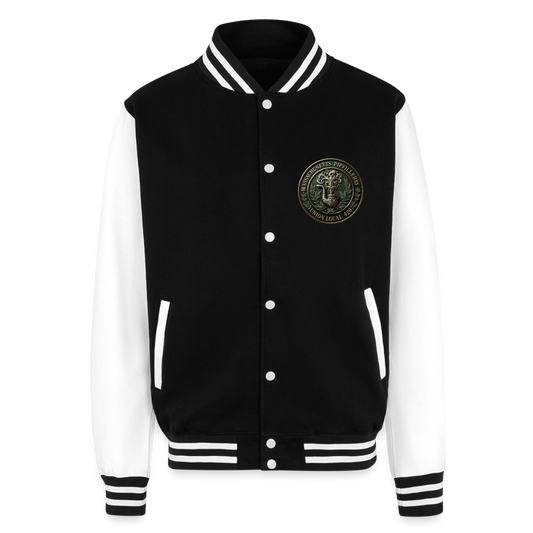 MASSACHUSETTS PIPEFILLERS UNION LOCAL 420 Just Hoods Heavyweight Letterman Jacket - black/white