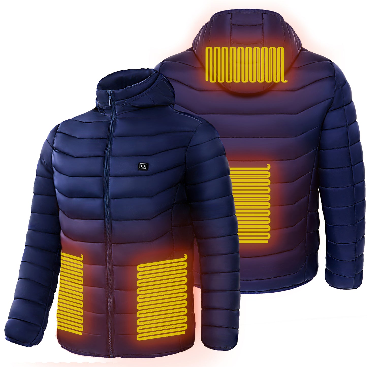 Men Heated Puffer Jacket USB Heated Coat Insulated Hood and Windbreaker