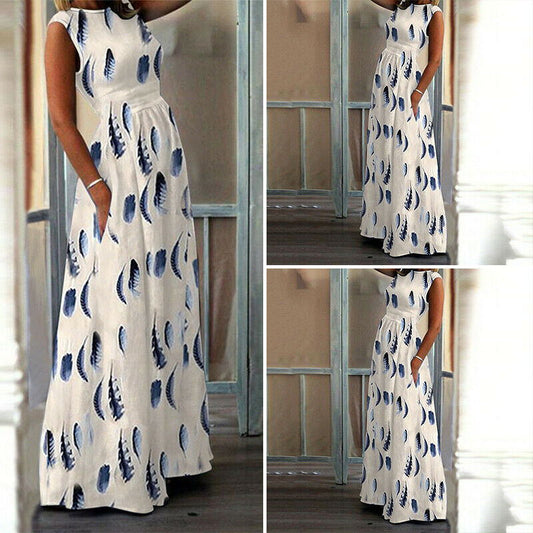 Maternity Dress O-Neck Print