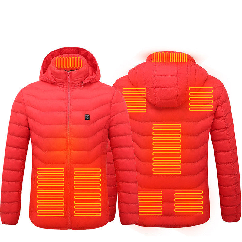 Men Heated Puffer Jacket USB Heated Coat Insulated Hood and Windbreaker