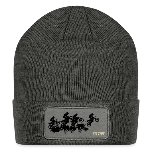 Patch Beanie - charcoal grey